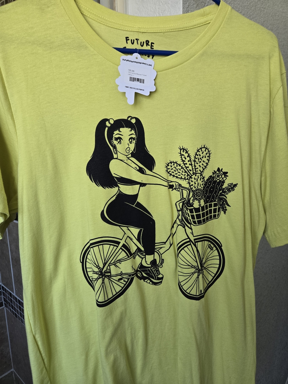 MEOW WOLF Future Graphic Tee in Neon Yellow with Black Illustration